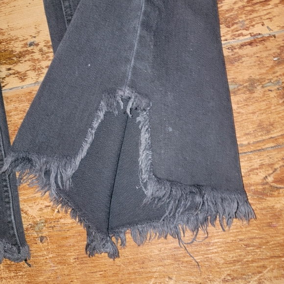 🆕️ We the Free People Vintage Flare Ruff frayed slit hem jeans Washed out black - Picture 11 of 15